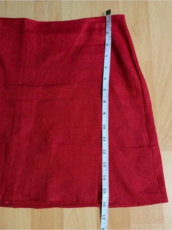 Reformation Rust Red 100% Linen Mini Skirt 10 - Picture 8 of 8